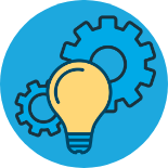 lightbulb and gears icon